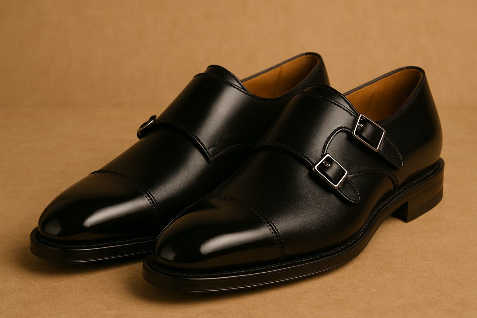 Double monk strap shoes with two buckles for a bold look