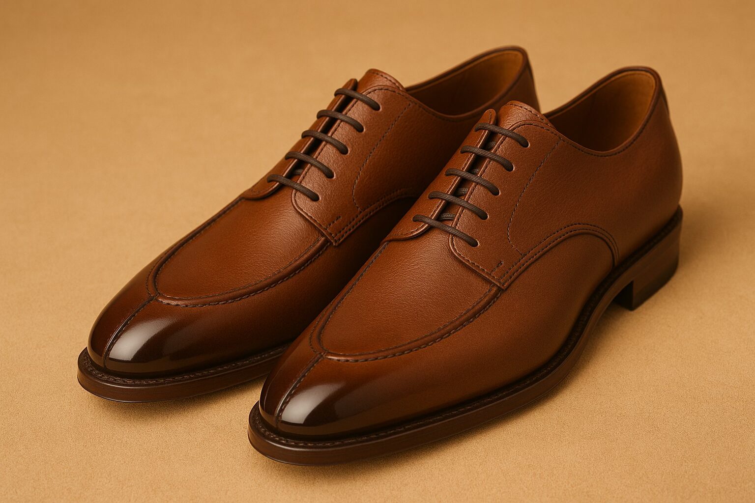 U-tip Derby with moc toe seam for relaxed refinement