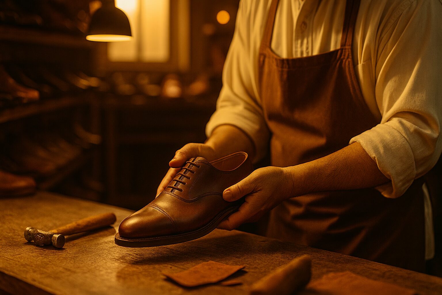 Japanese workshop scene—shoemakers at work (Made in Japan)