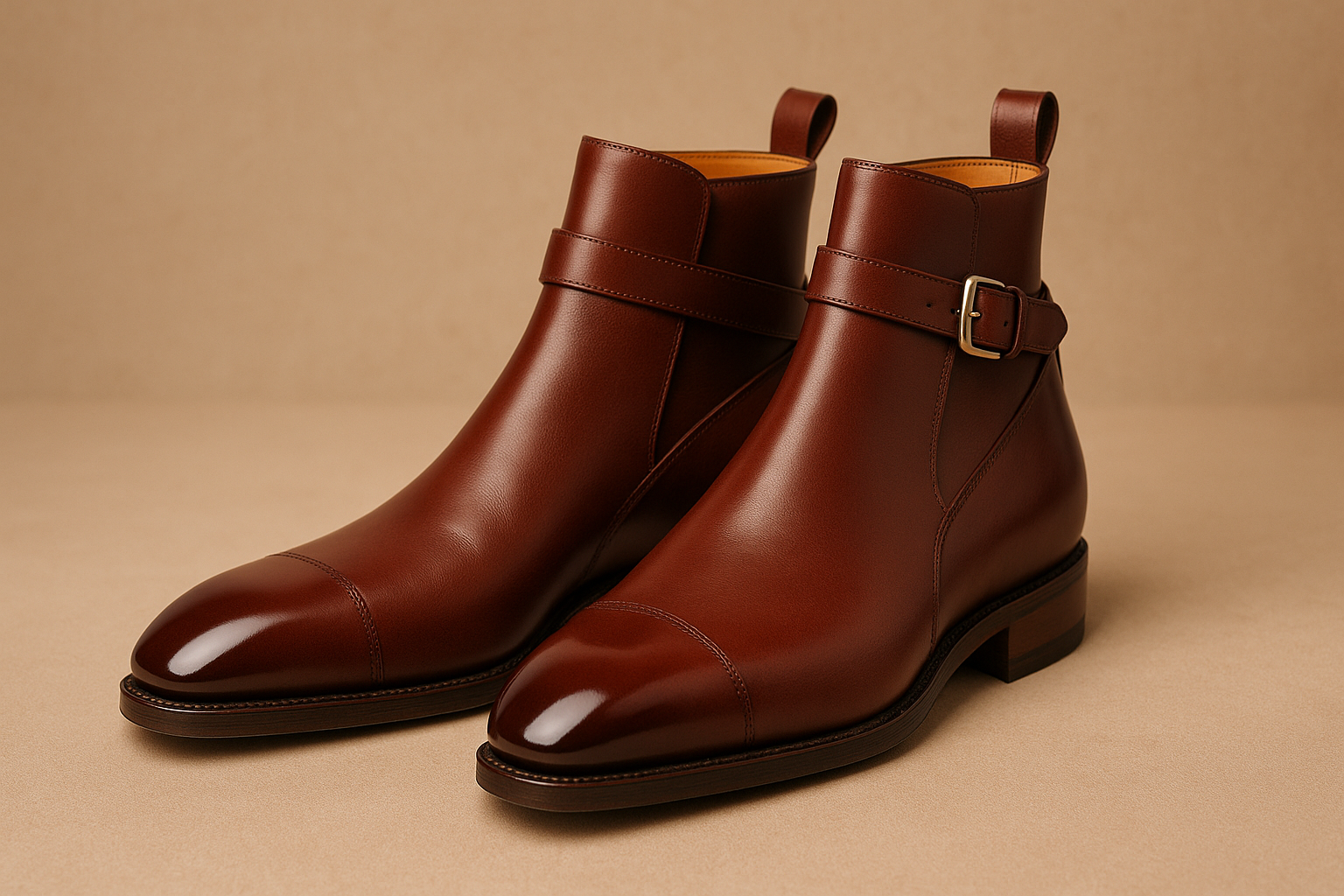 Jodhpur boots with ankle strap and buckle