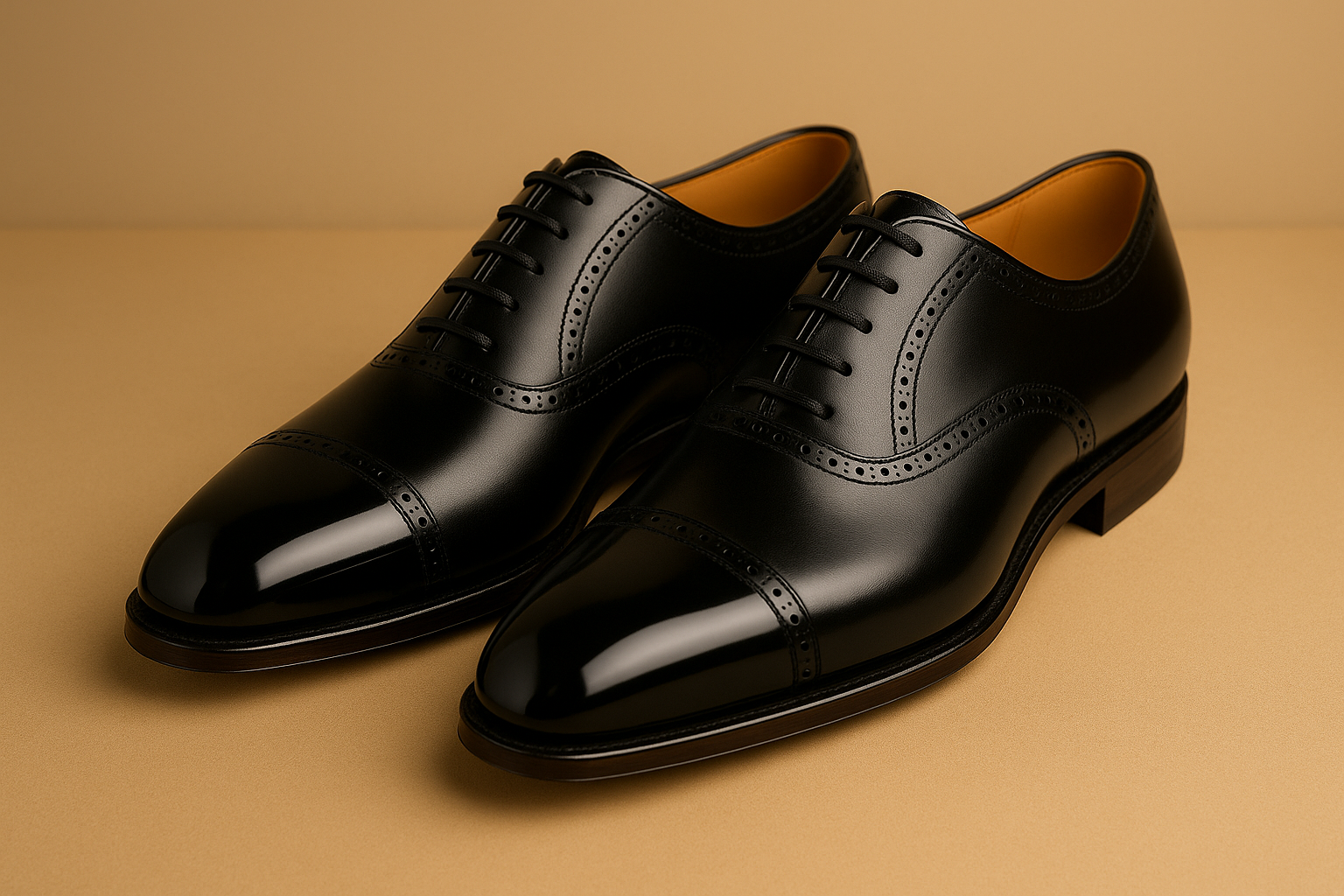Quarter brogue Oxford with perforations along the cap seam
