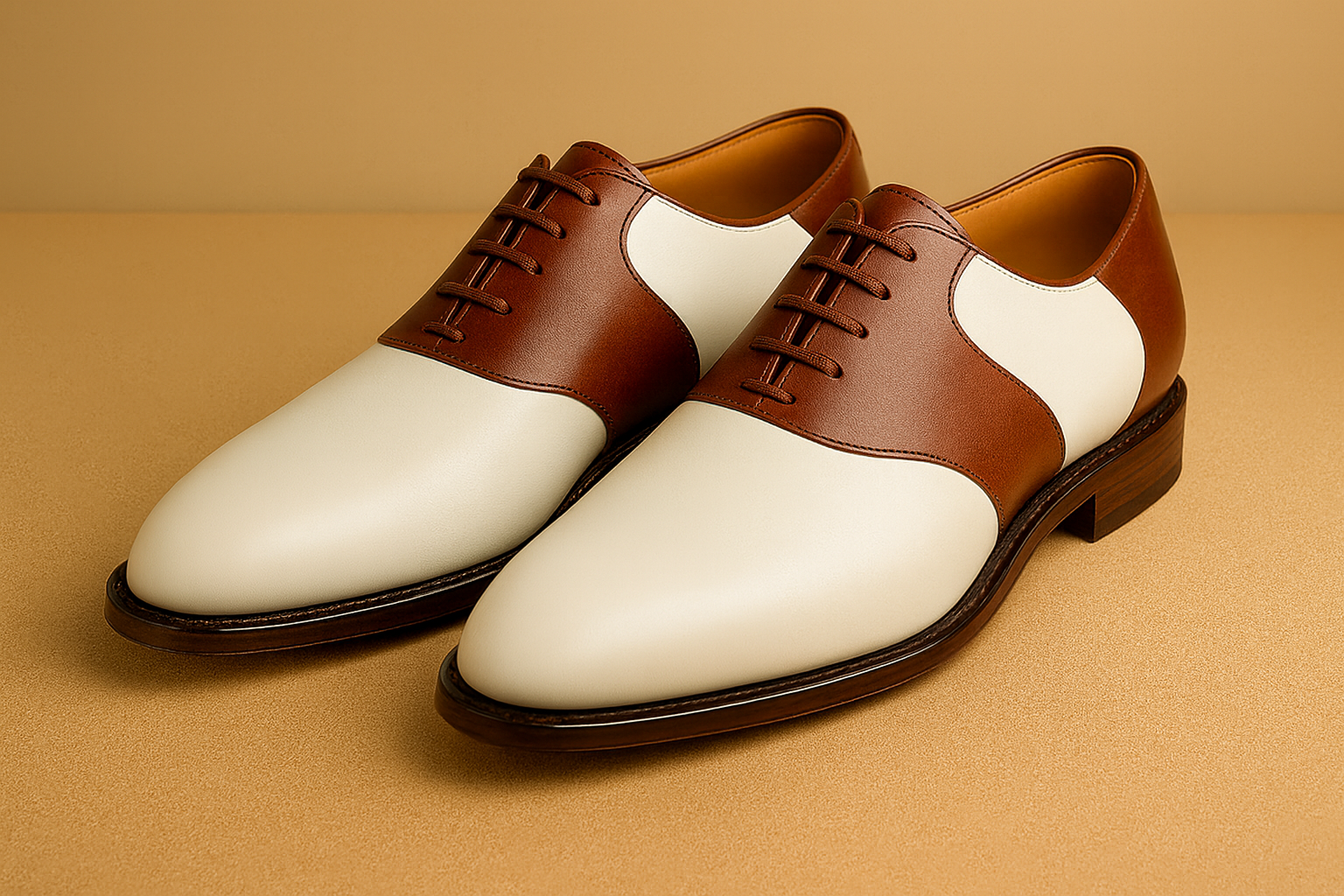 Saddle shoes with contrasting midfoot overlay